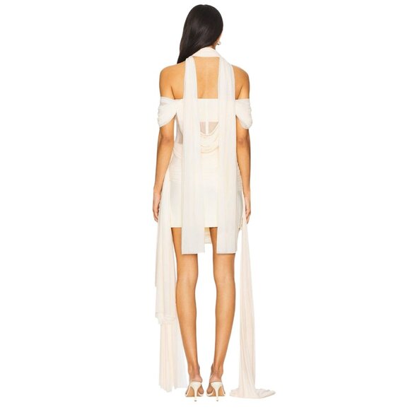 Deme by Gabriella Marianna Dress in Off White Small New Womens Scarf Mini - Picture 5 of 15